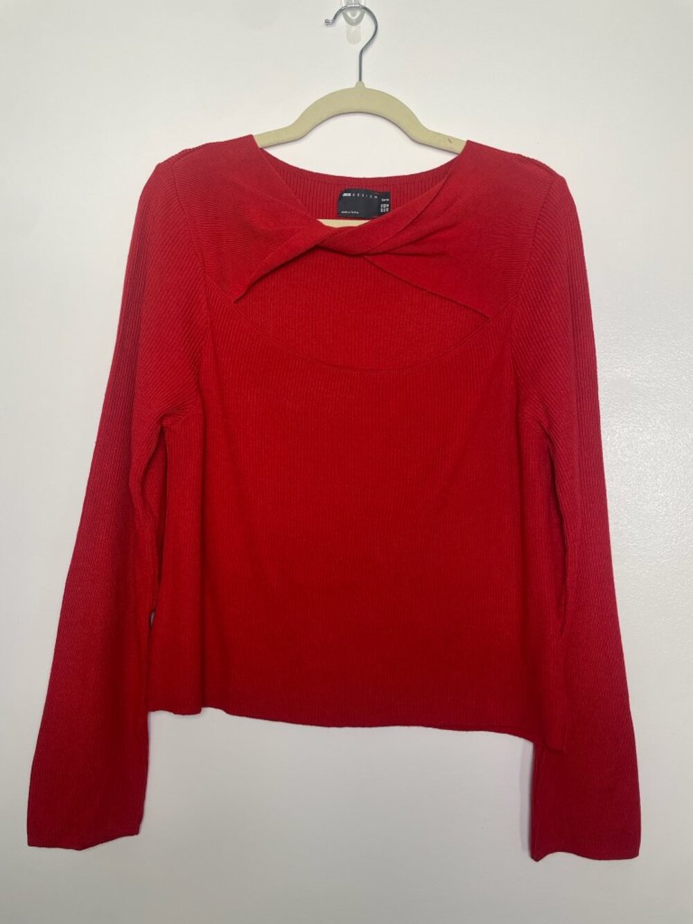 ASOS Design Curve Red Ribbed Twist Cutout Knit Sweater US 18 NWOT